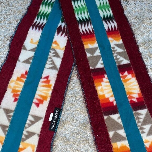 Beautiful Vintage Coloratura Southwest Wool Scarf Aztec Made in the USA  6ft - Picture 3 of 14